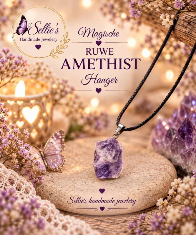 Ruwe amethist hanger