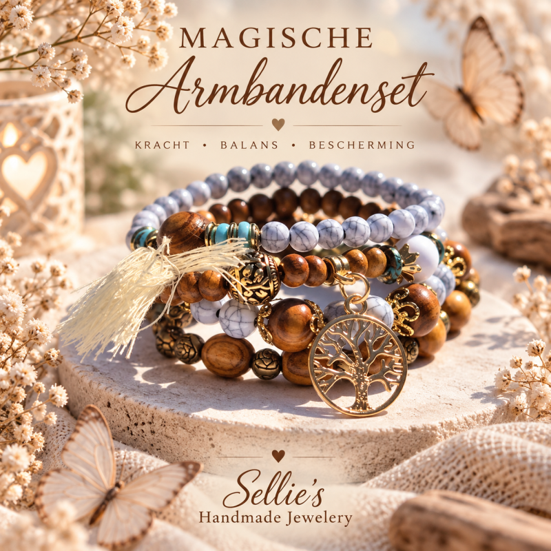 Magische levensboom armbanden set