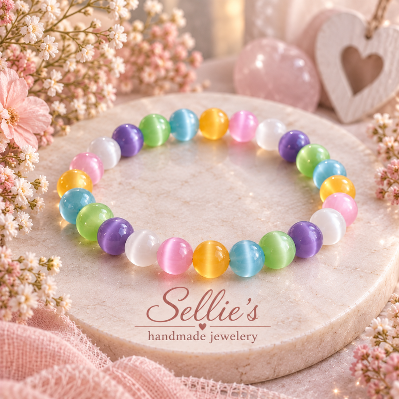 Magische kattenoog regenboog armband