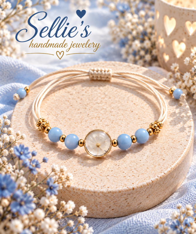 Gedroogde bloemen armband