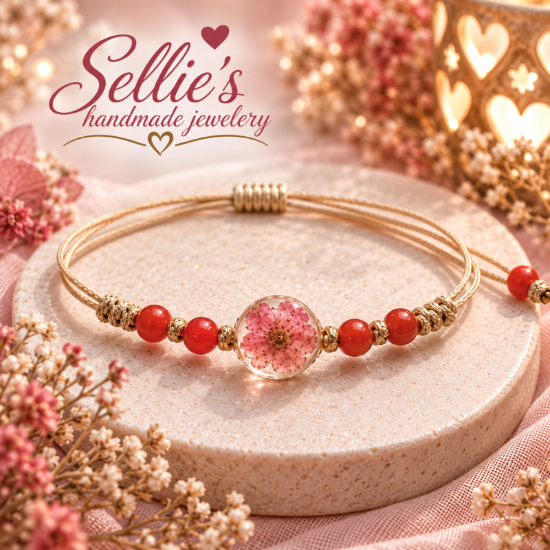 Gedroogde bloemen armband