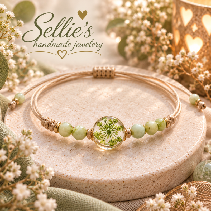 Gedroogde bloemen armband