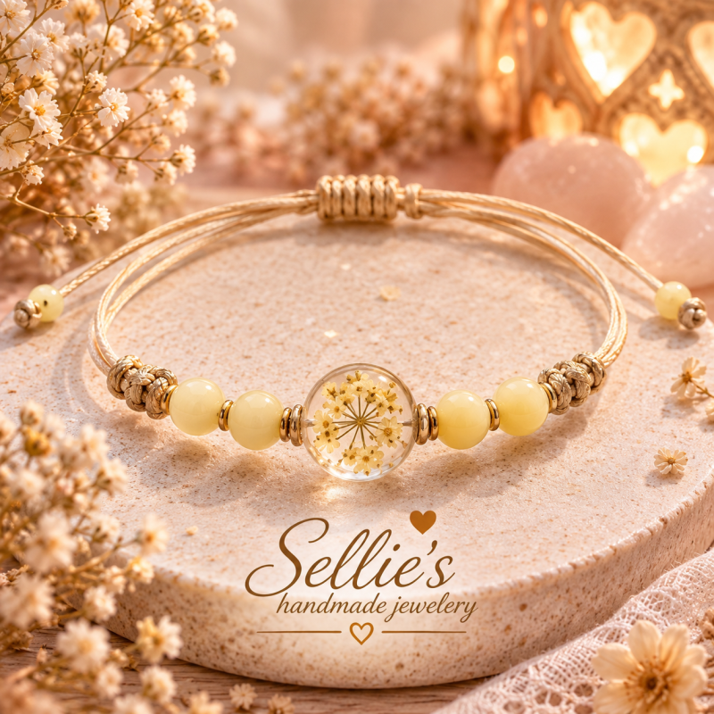 Gedroogde bloem armband