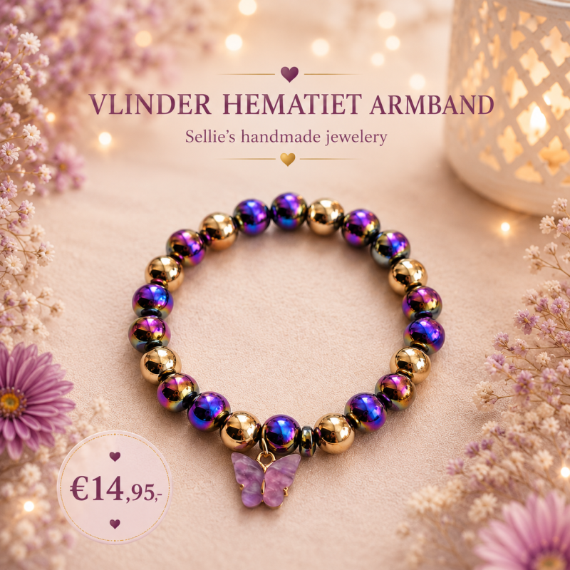 Hematiet vlinder armband