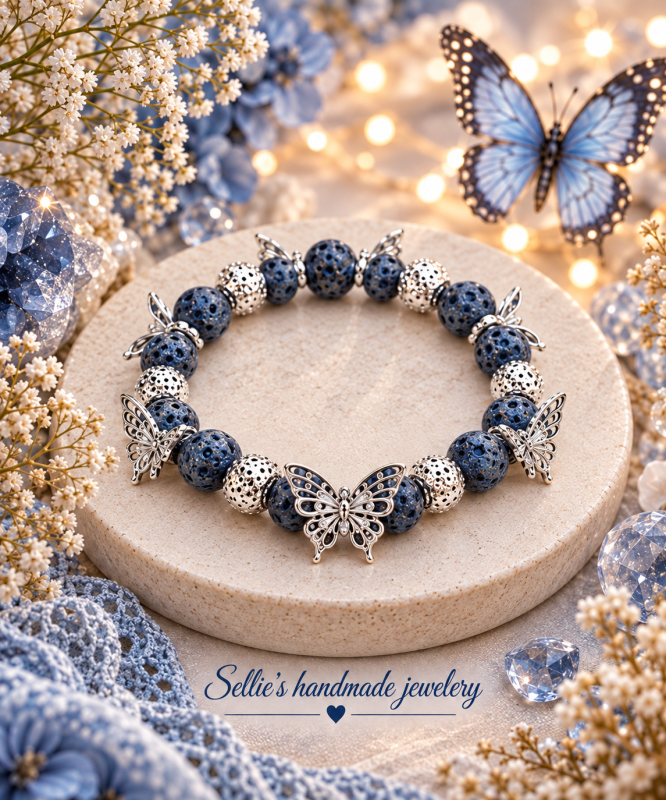 Magische lavasteen vlinder armband