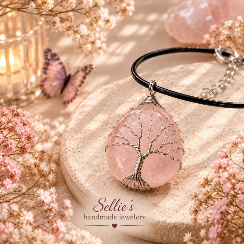 Levensboom rozenkwarts ketting