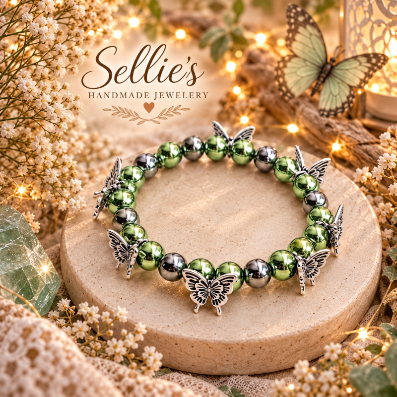 Magische hematiet vlinder armband