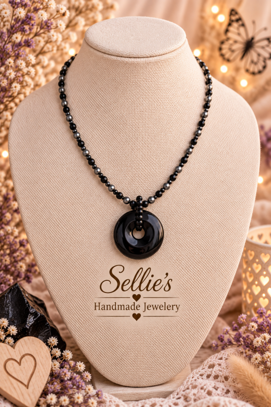 Donut obsidiaan ketting