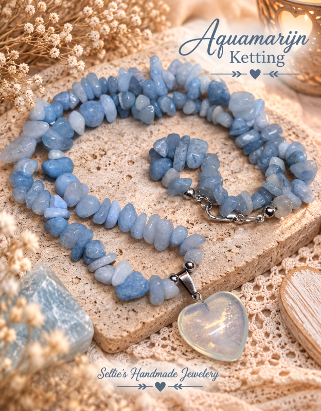 Magische aquamarijn/Opaliet ketting