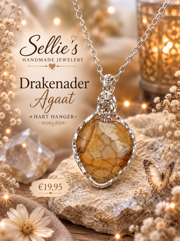 Drakenader hart agaat hanger