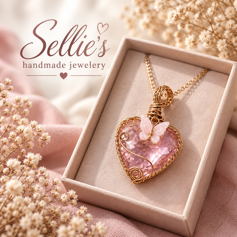 Magische hart kristal roze hanger