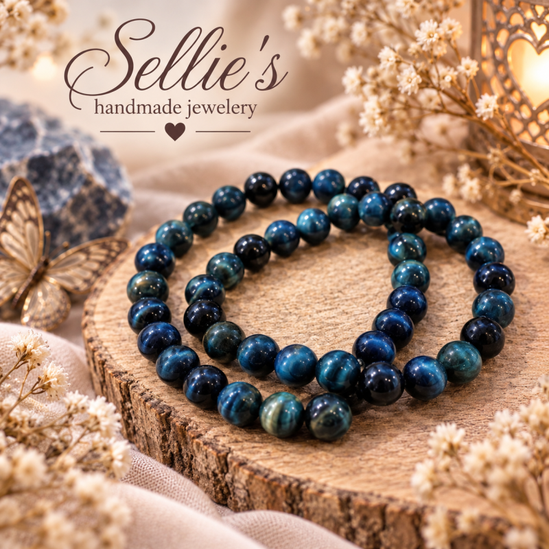 Magische blauwe tijgeroog armbandenset