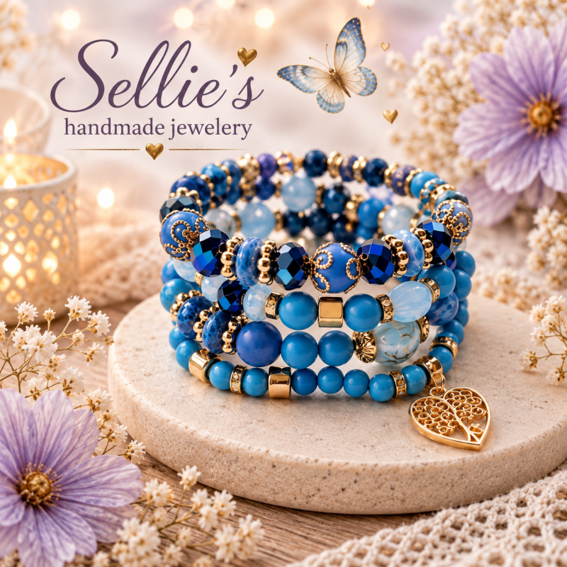 Magische armbandenset blauw/goud