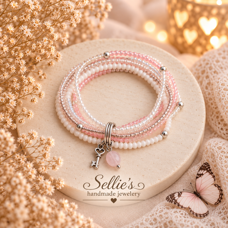 Magische 5-in-1 armband rozenkwarts