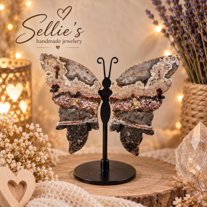 Magische grazy lace agaat vlinder op standaard
