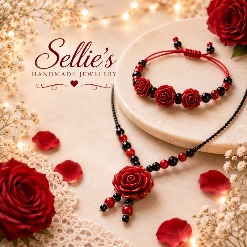 Magische scarlet rose sieraden set