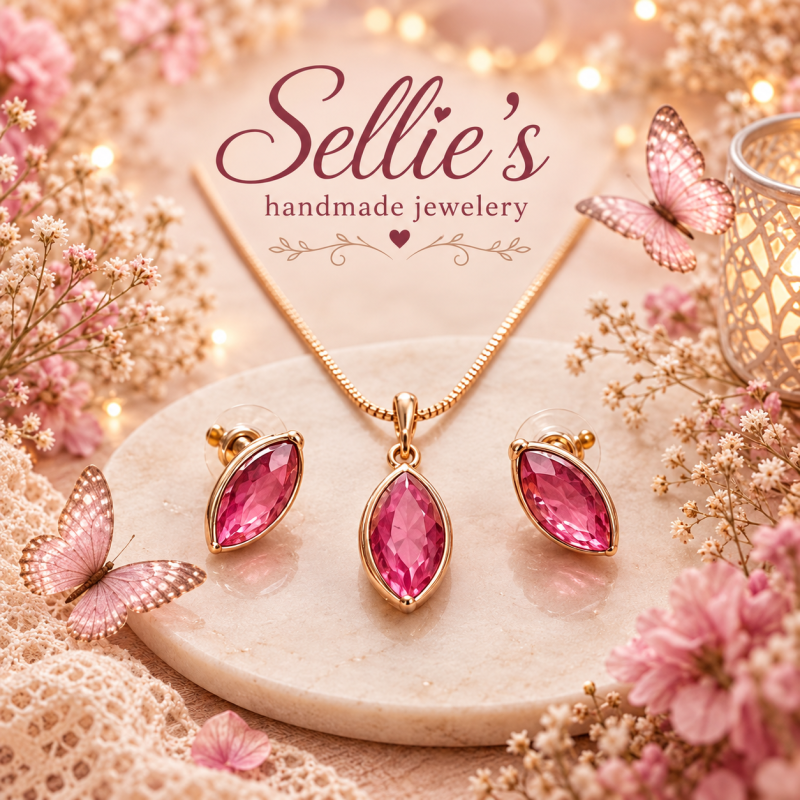 Magische roze hart sieradenset