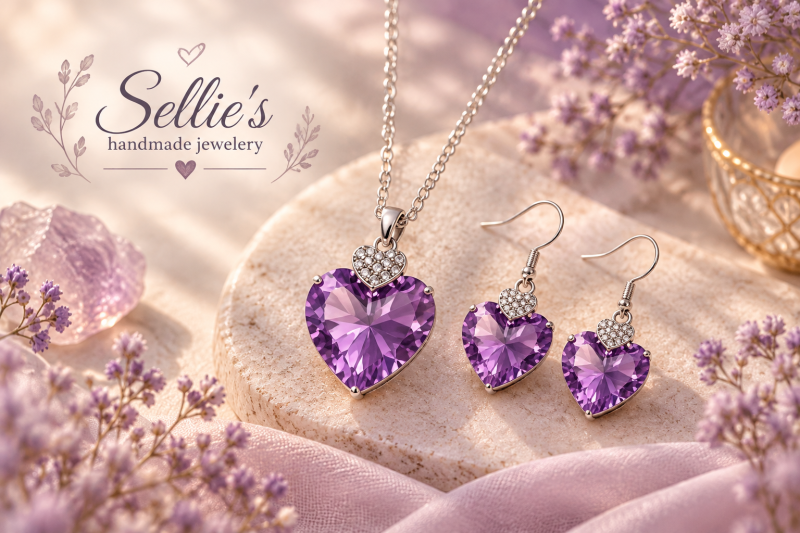 Magische purple heart sieradenset