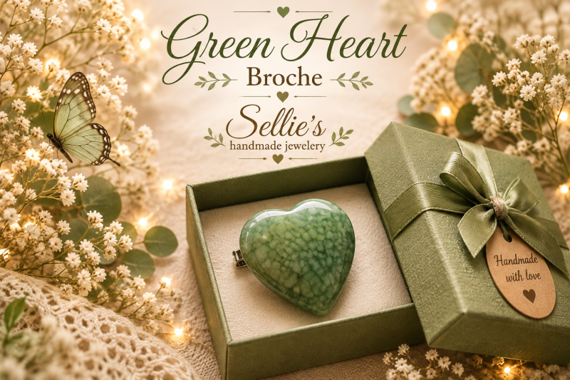 Magische green heart broche