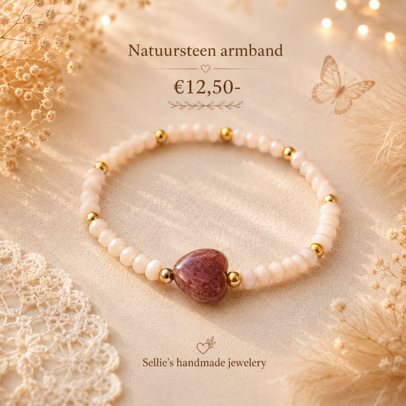 Aardbeienkwarts armband