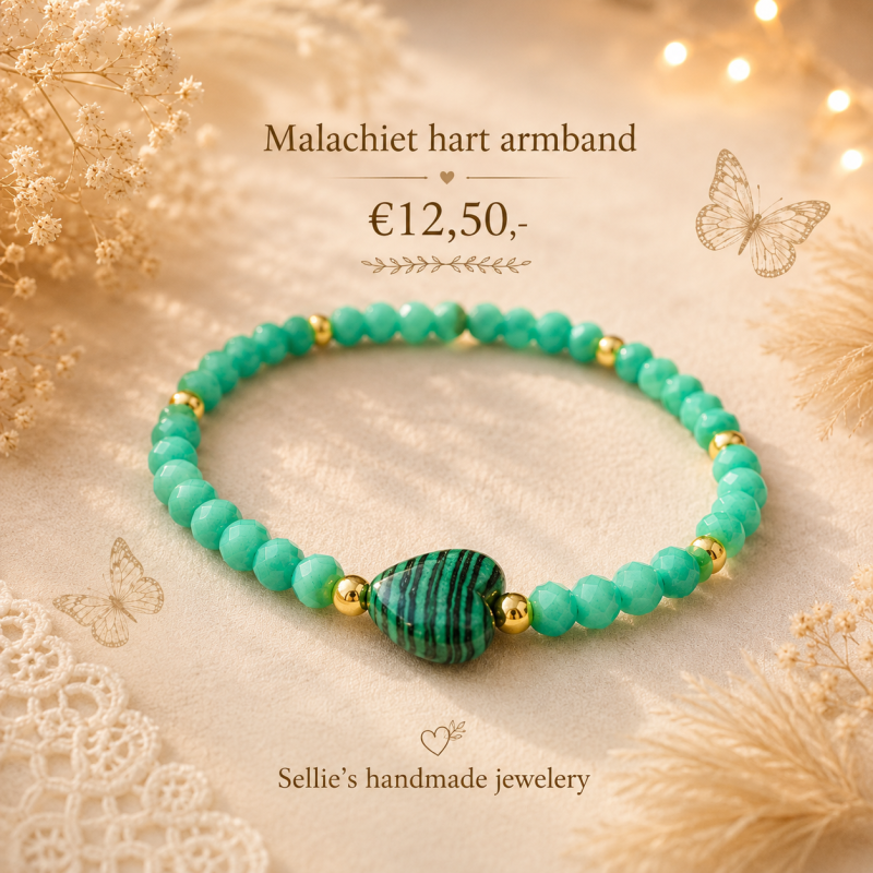 Malachiet hart armband