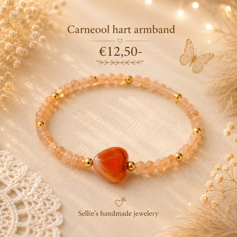 Carneool hart armband