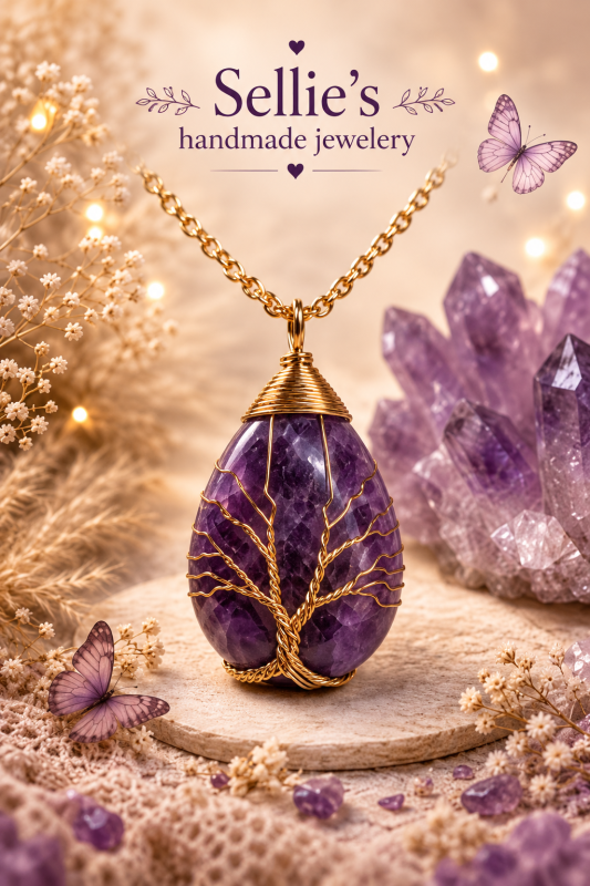 Magische levensboom Amethist ketting