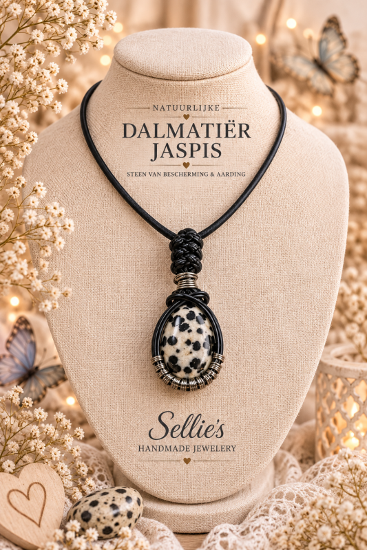 Natuurlijke Dalmati&euml;r Jaspis ketting