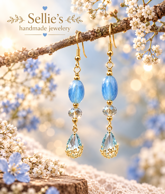 Magische Blauwe Ocean Kristal Oorbellen