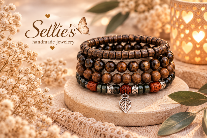 Magische houten armbandenset