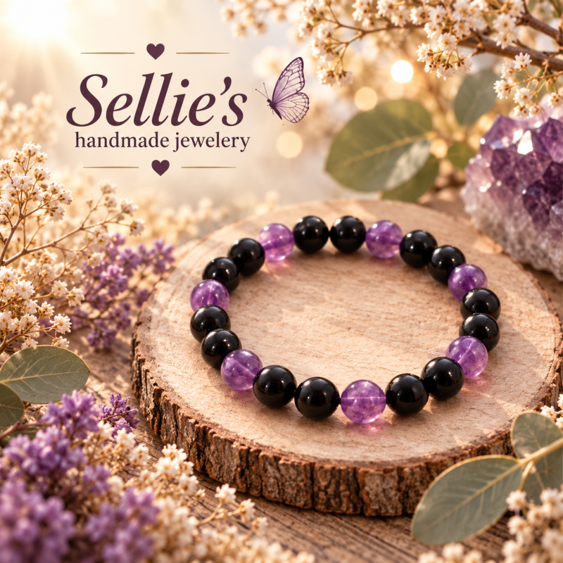 Magische amethist & Onyx Armband