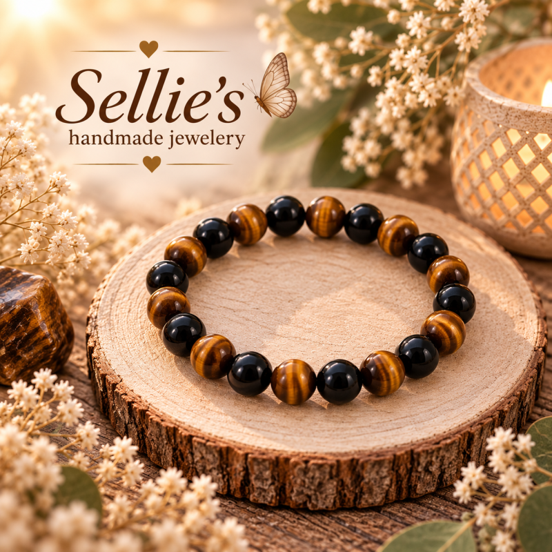 Magische tijgeroog & onyx armband