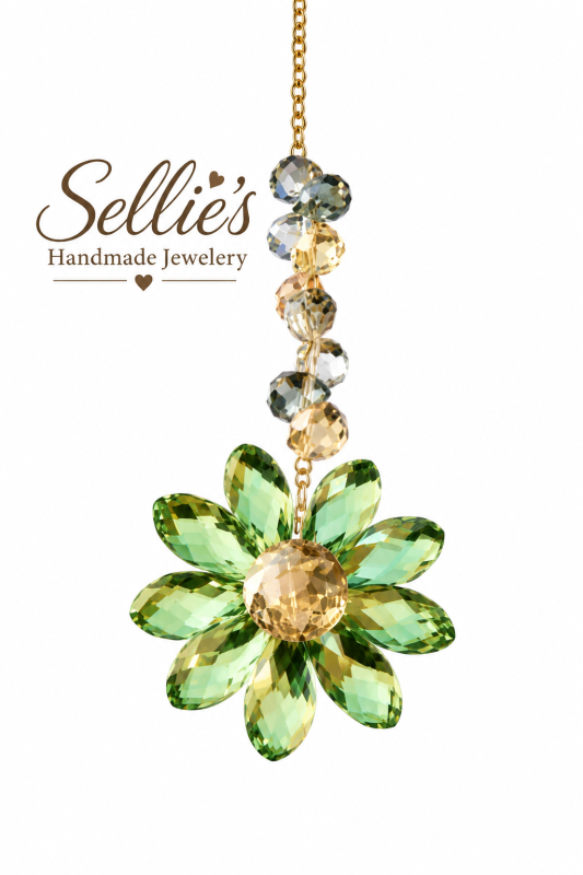 Shiny Green Flower Suncatcher