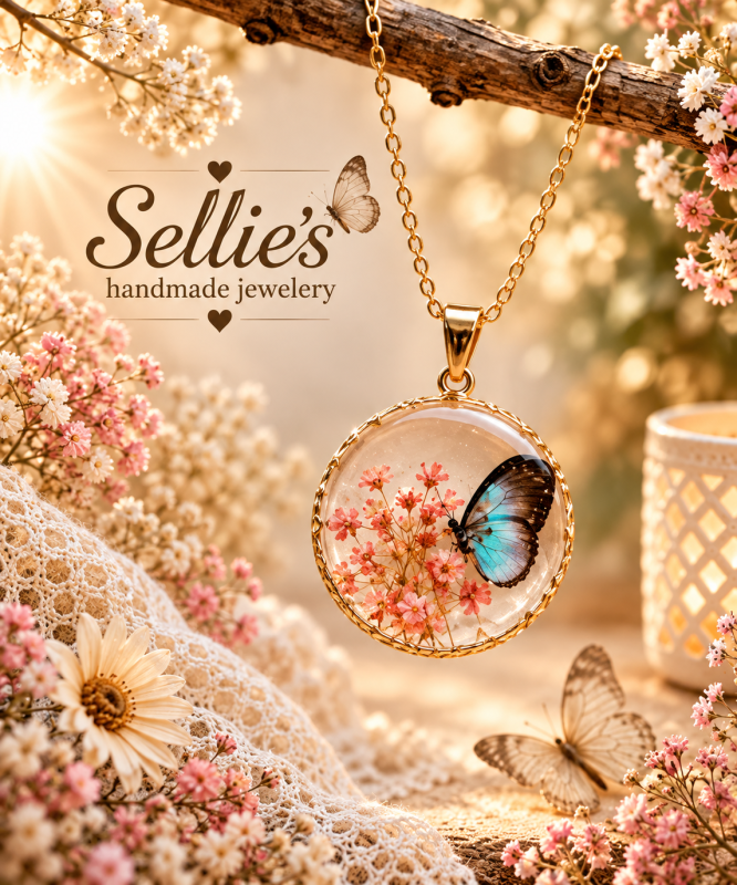 Magische bloemen & vlinder ketting