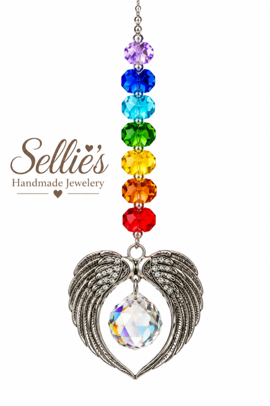 Magische 7 Chakra Suncatcher met Engelenvleugels