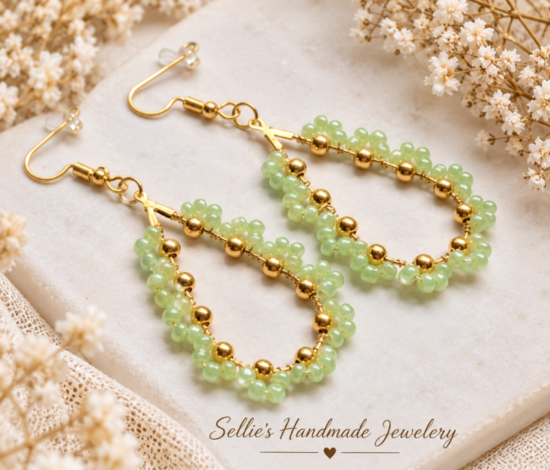 Groene Boho Oorbellen