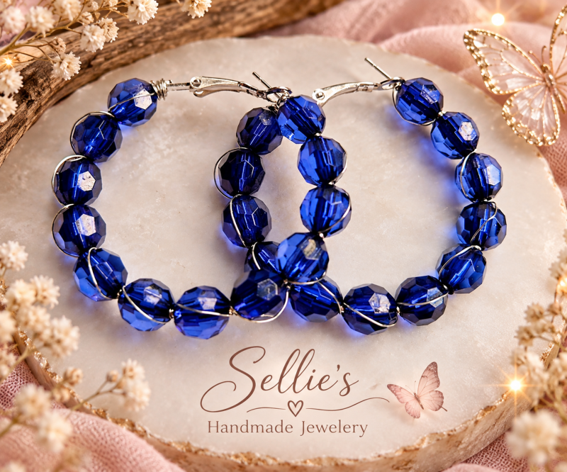 Shiny  blauwe oorbellen