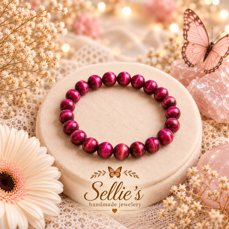 Magische roze tijgeroog armband