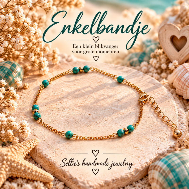 Magisch enkelbandje met turquoise kralen