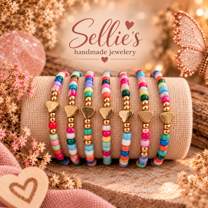 Magische kleurrijke armbandenset met hartjes