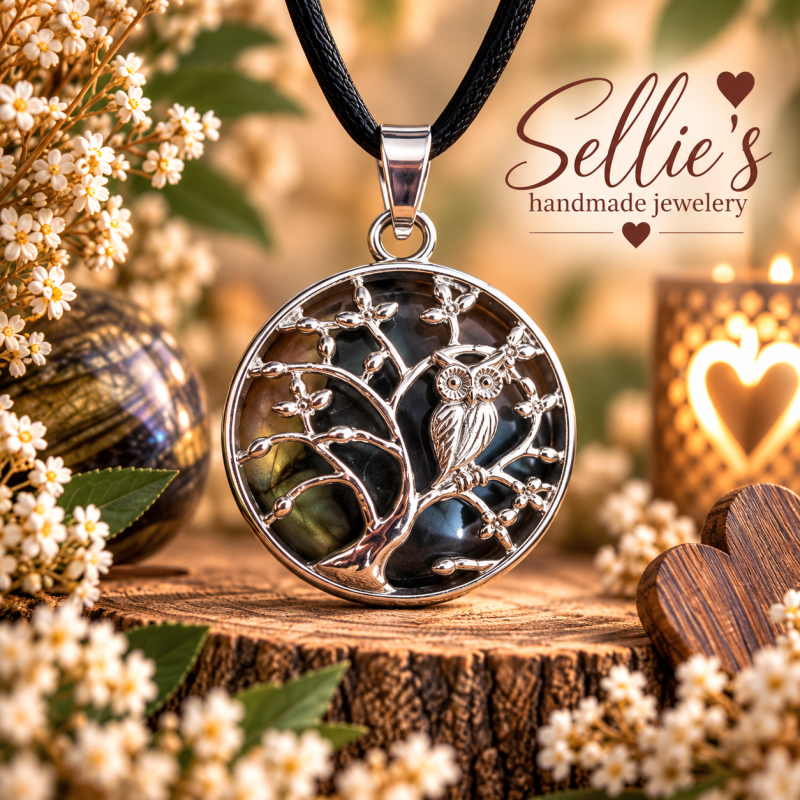 Magische uil in levensboom ketting