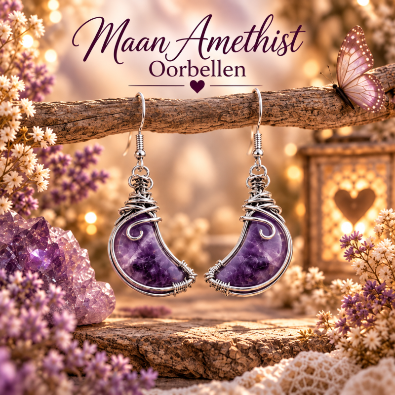 Magische maan amethist oorbellen