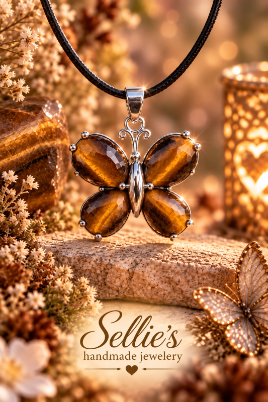 Magische tijgeroog vlinderhanger