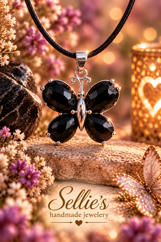 Magische onyx vlinderhanger