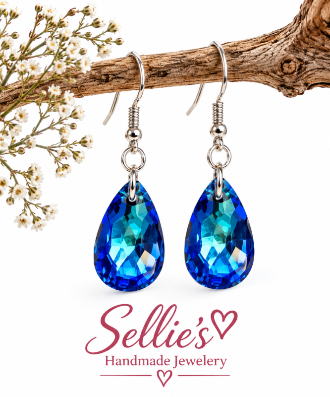 Magische Blauwe Kristal Oorbellen