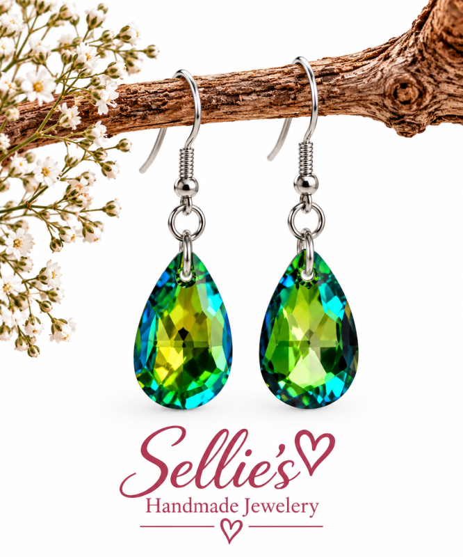 Magische Groene Kristal Oorbellen