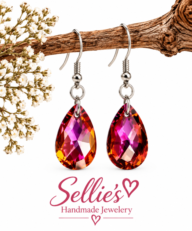 Magische Roze Kristal Oorbellen