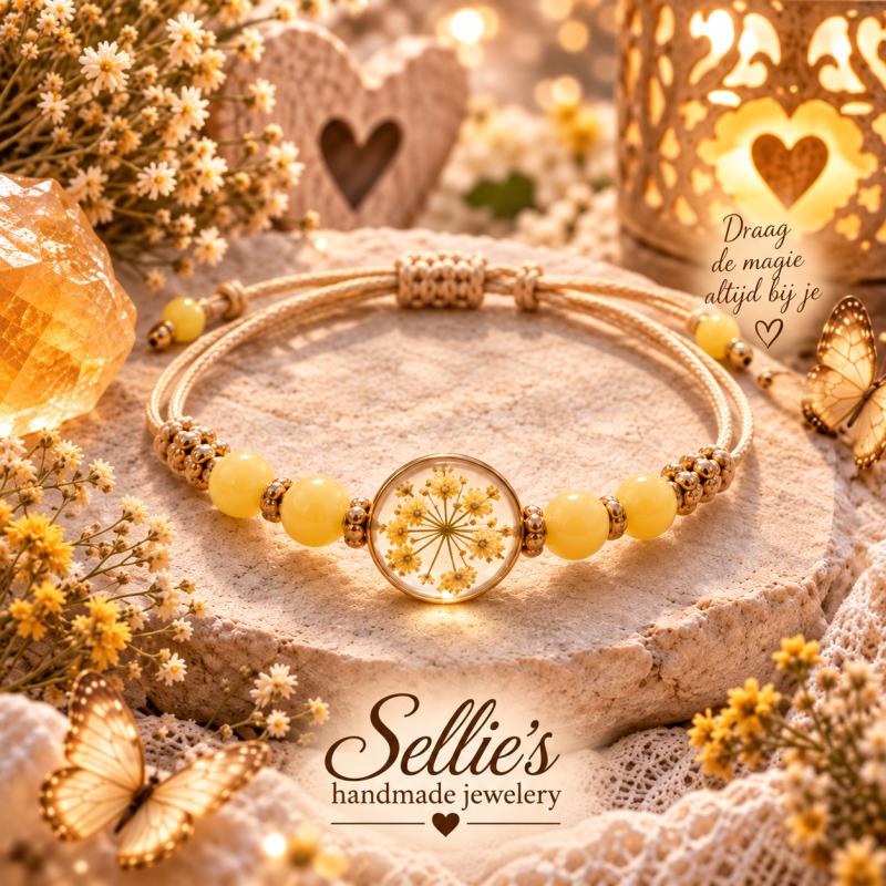 Gedroogde bloem armband