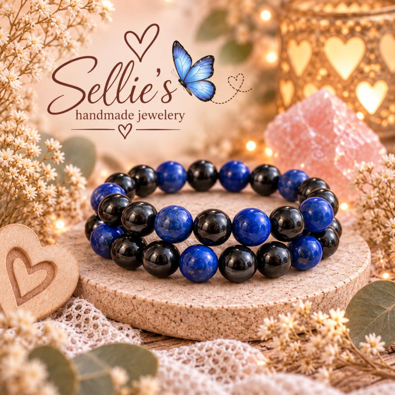Magische Onyx & blauwe armbandenset
