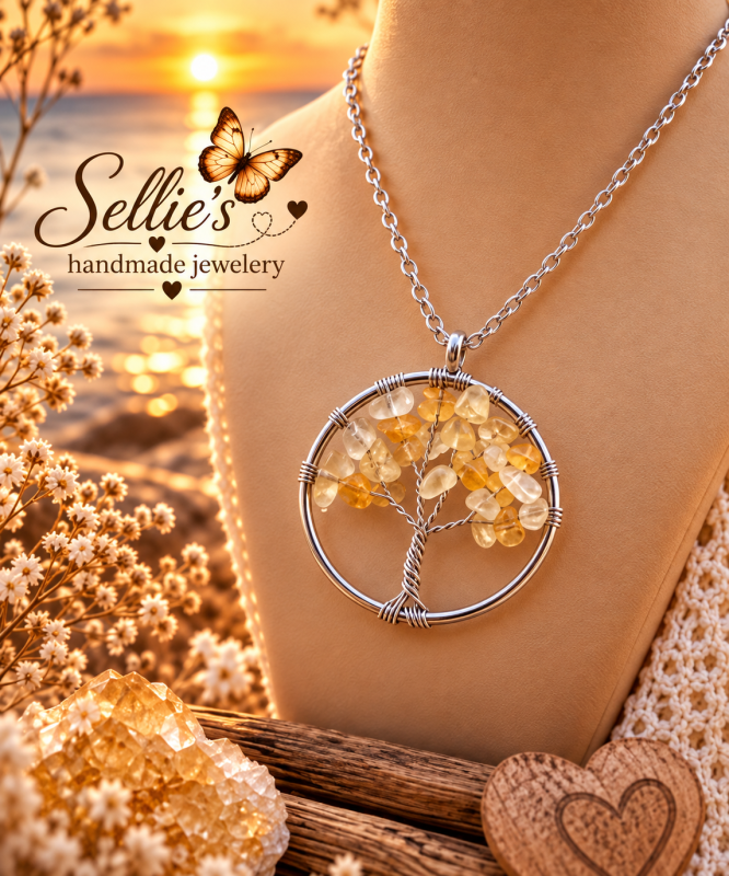 Magische levensboom ketting citrien